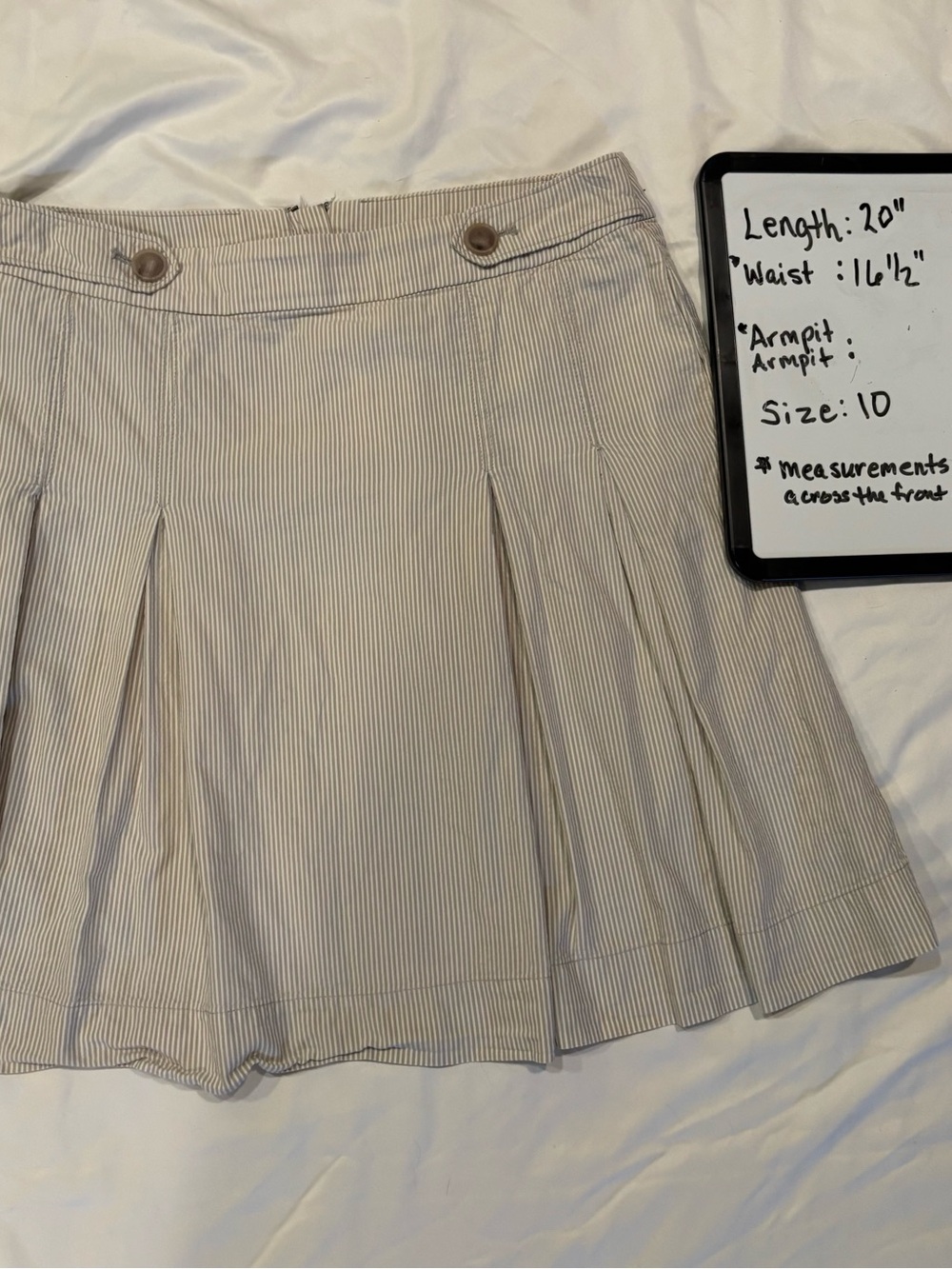 J. Crew Vintage Striped Cotton Mini Skirt in Light Khaki and White